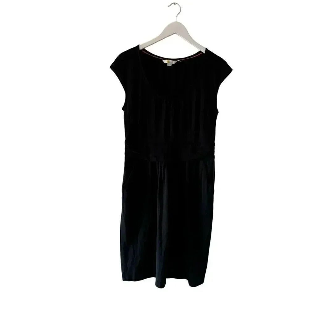 Boden Black Sleeveless Scoop Neck MIDI Dress SZ 10 #2048
